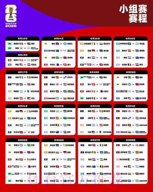 2026世界杯小组赛赛程今日赛事详情直播平台